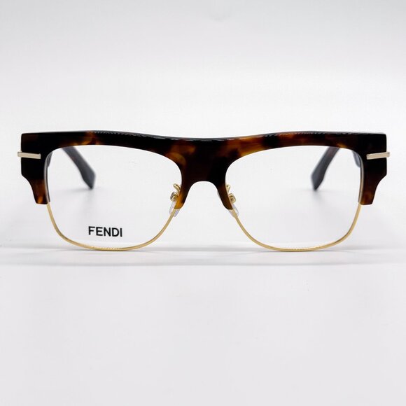 NEW FENDI FE50095U 055 UNISEX HAVANA SQUARE EYEGLASSES FENDI - Picture 1 of 10